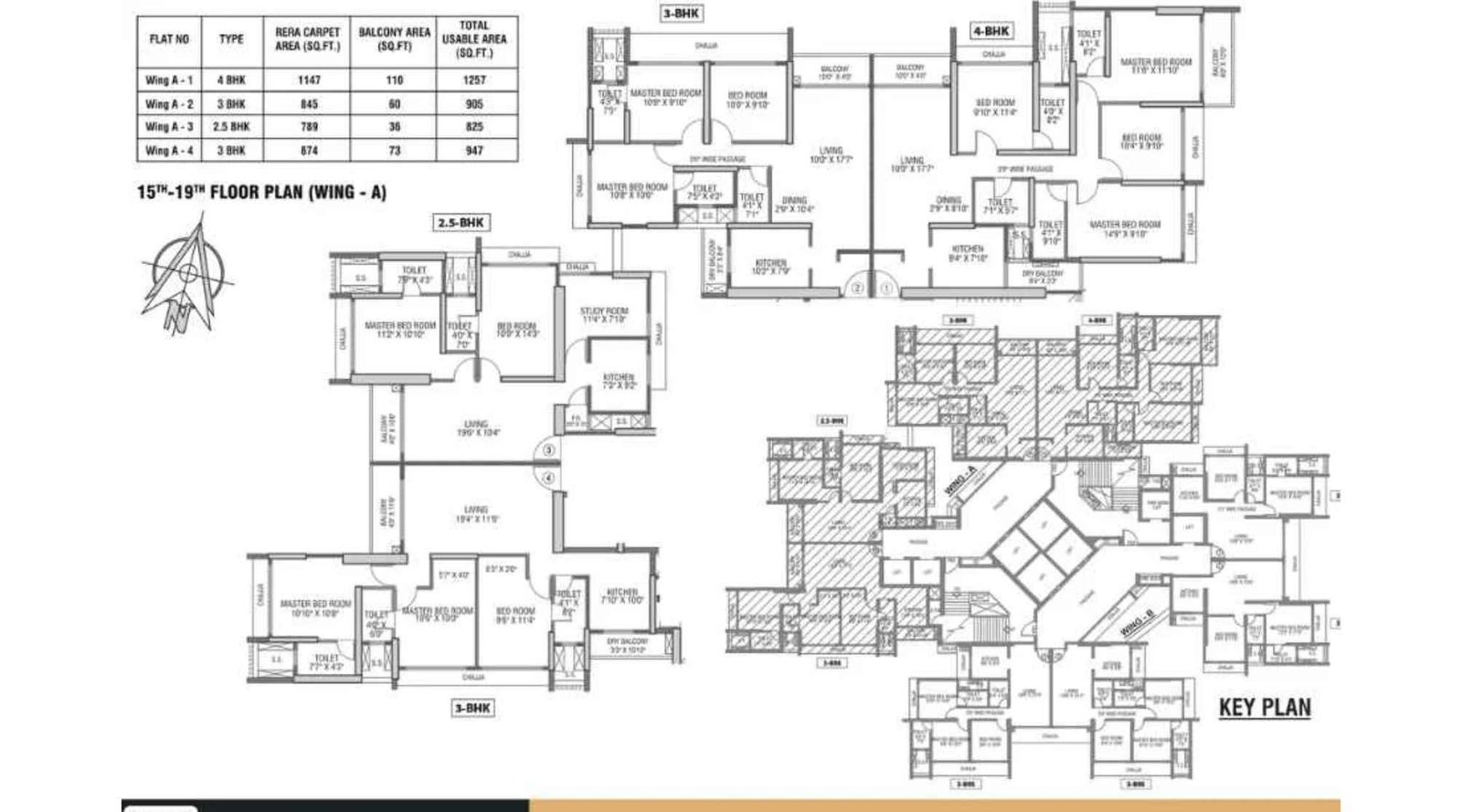 Gundecha-Rexon-Typical-Floor-Plan-Key-Plan-15th-19th