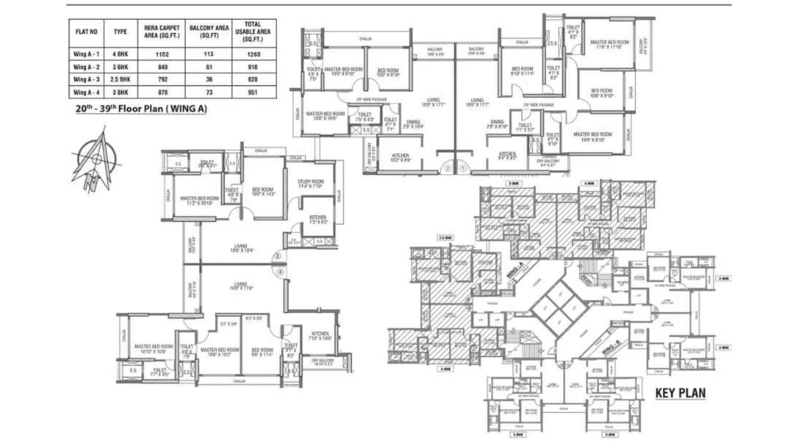 Gundecha-Rexon-Typical-Floor-Plan-Key-Plan-20th-39th
